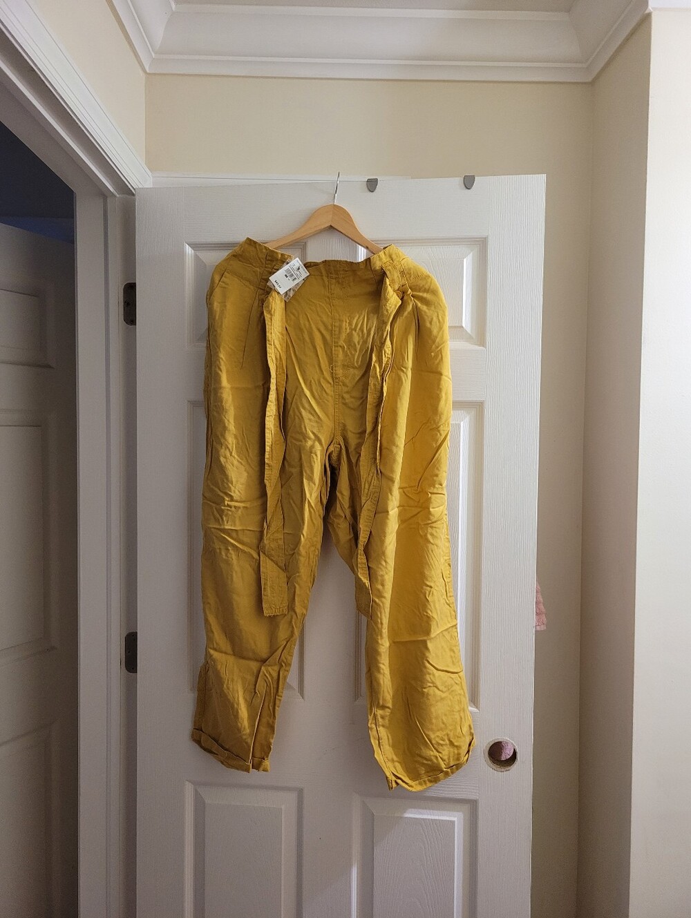 Ashley Stewart Mustard Yellow Wide Leg Drawstring Pants